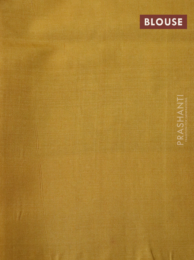 Pure tussar silk saree mustard yellow and yellow with allover prints and printed border