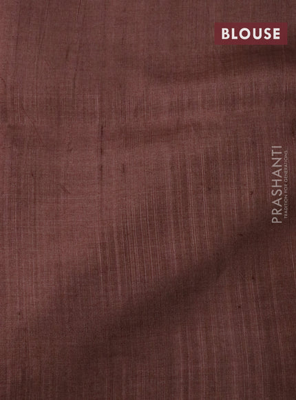 Pure tussar silk saree beige and brown with floral butta prints and printed border