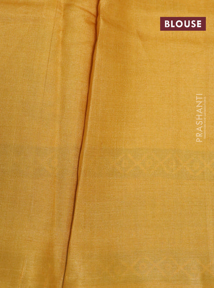 Pure tussar silk saree beige and yellow with floral butta prints and printed border