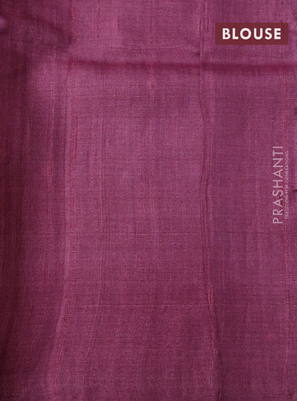 Pure tussar silk saree maroon shade with allover floral prints and printed border