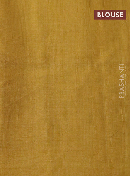 Pure tussar silk saree mustard yellow with allover floral prints and printed border