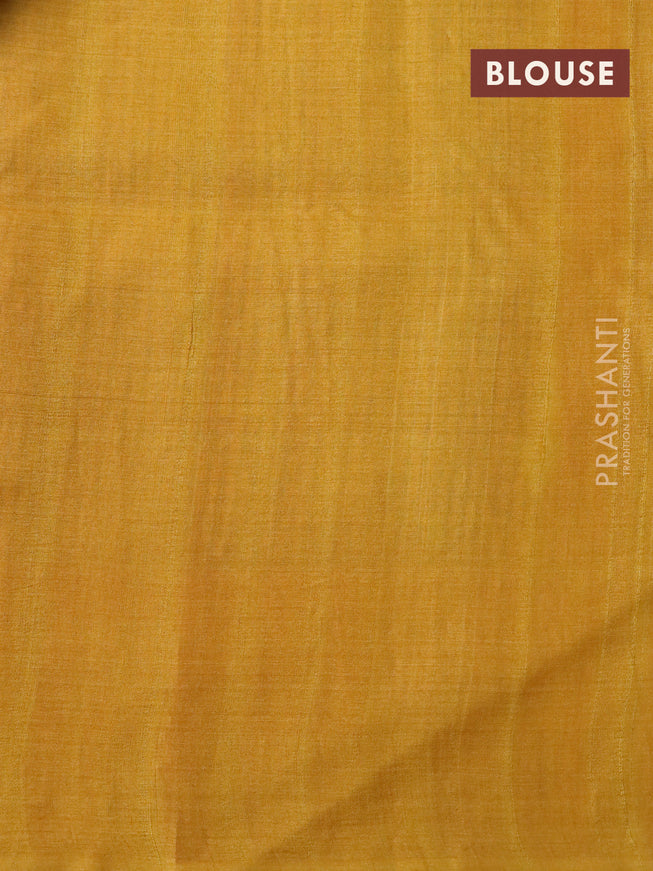 Pure tussar silk saree mustard yellow with allover floral prints and printed border