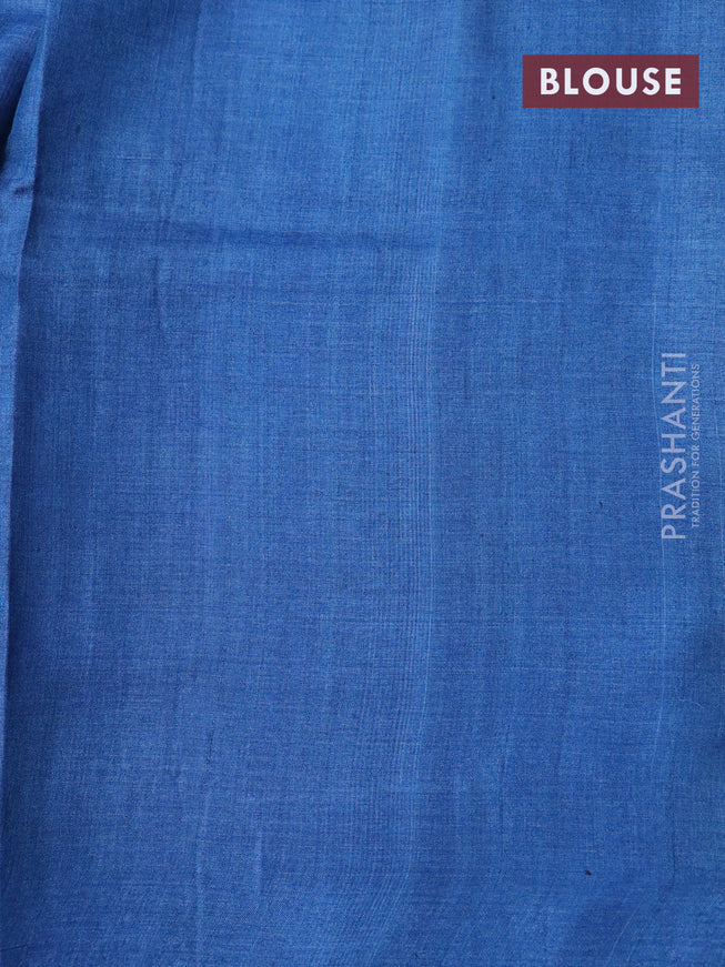 Pure tussar silk saree blue and cs blue with allover butta prints and printed border