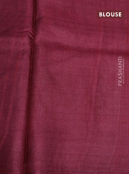 Pure tussar silk saree pastel maroon and maroon with allover butta prints and printed border