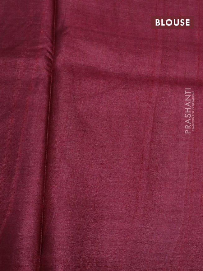 Pure tussar silk saree pastel maroon and maroon with allover butta prints and printed border