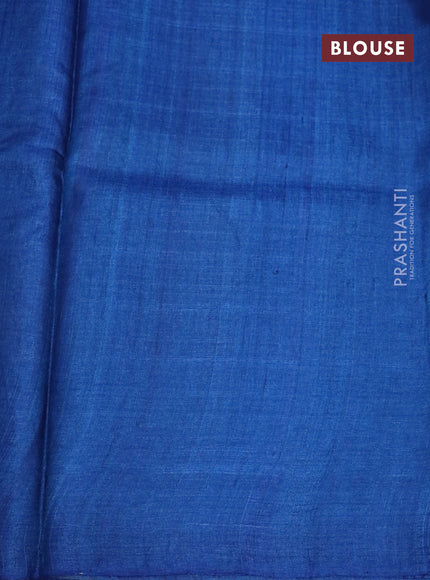 Pure tussar silk saree blue and cs blue with allover butta prints and printed border