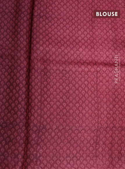 Pure tussar silk saree beige and maroon with allover prints and printed border