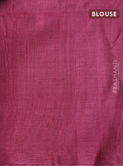 Pure tussar silk saree maroon and pink shade with allover floral prints and printed border