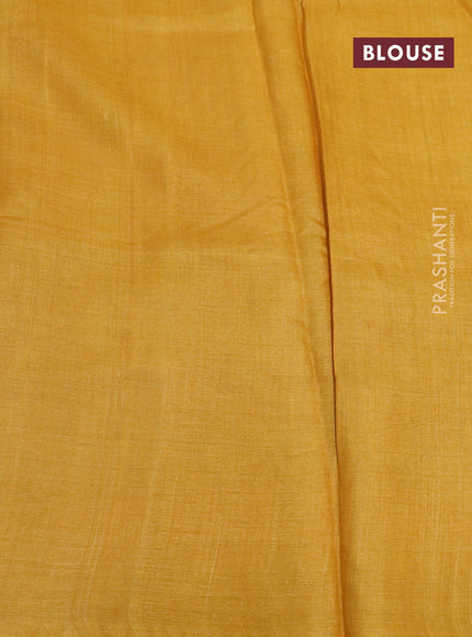 Pure tussar silk saree yellow with allover floral butta prints and printed border