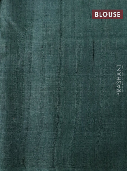 Pure tussar silk saree sap green shade with allover floral butta prints and printed border