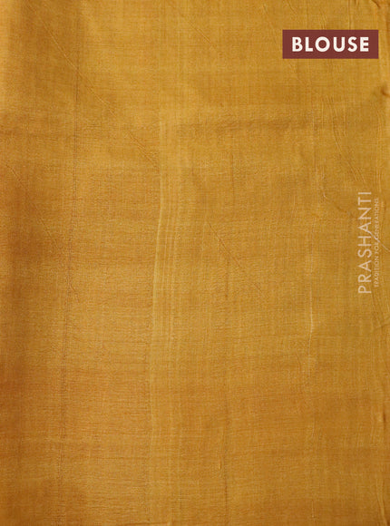 Pure tussar silk saree mustard yellow with allover floral butta prints and printed border