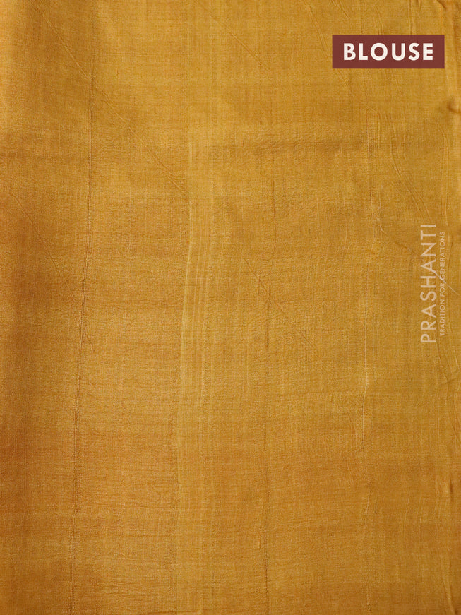 Pure tussar silk saree mustard yellow with allover floral butta prints and printed border