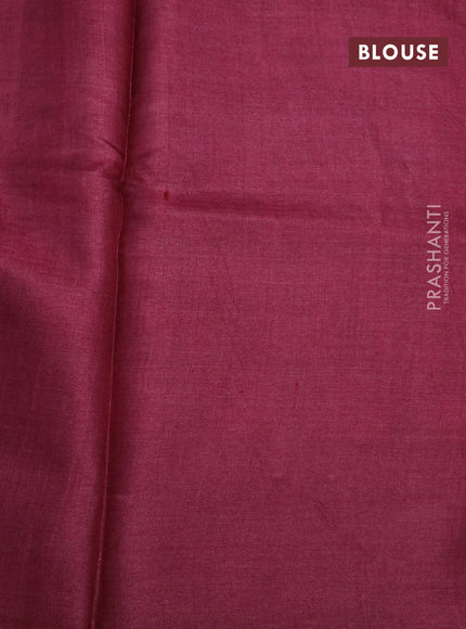 Pure tussar silk saree pink and maroon with allover floral butta prints and printed border