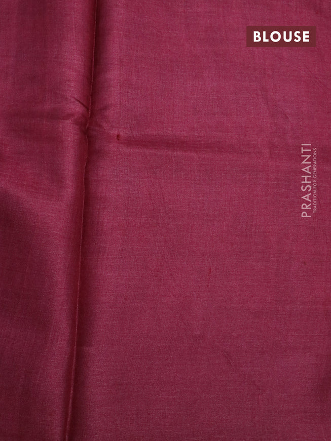 Pure tussar silk saree pink and maroon with allover floral butta prints and printed border