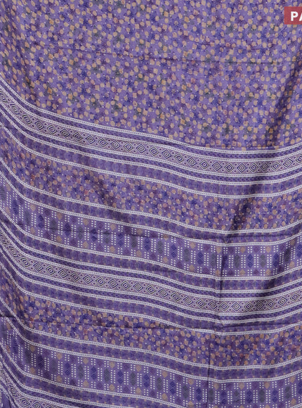 Semi dola saree pastel violet with allover prints and zari woven border