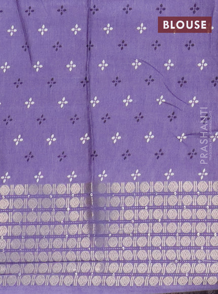 Semi dola saree pastel violet with allover prints and zari woven border