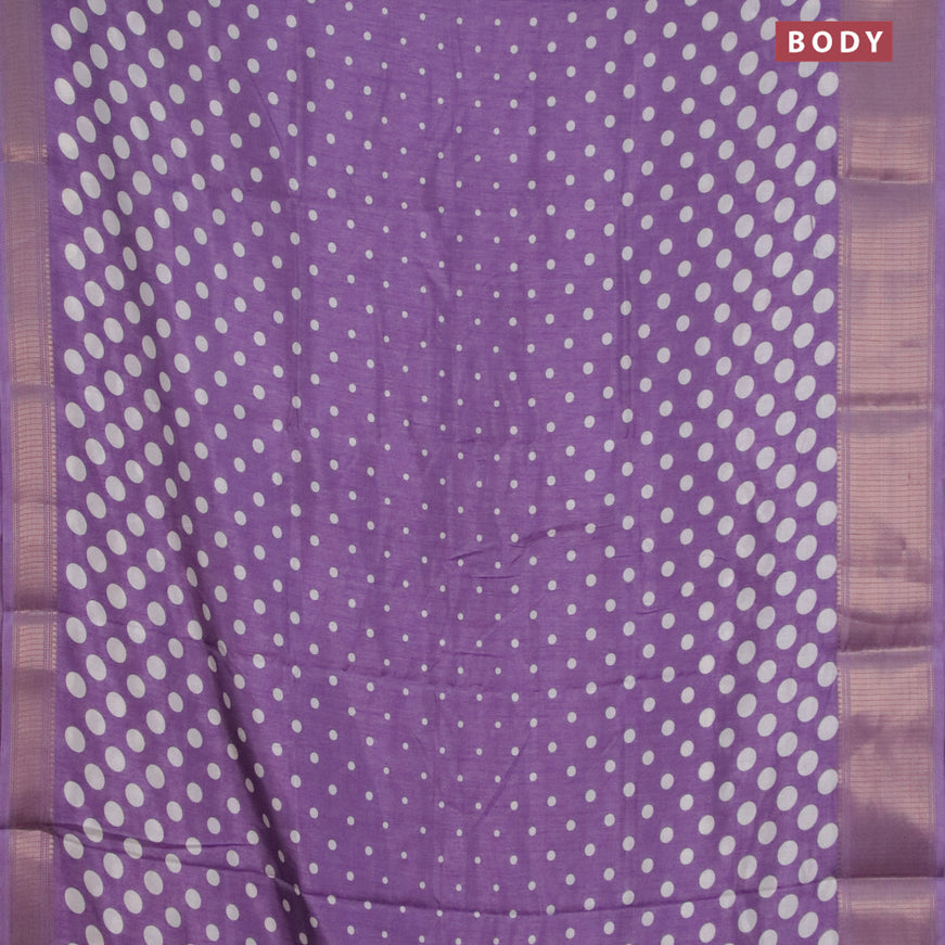 Semi dola saree lavender with allover geometric prints and zari woven border