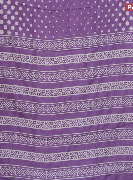 Semi dola saree lavender with allover geometric prints and zari woven border