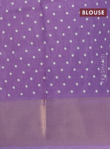 Semi dola saree lavender with allover geometric prints and zari woven border