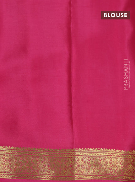 Pure mysore silk saree pink with allover zari checked pattern and zari woven border