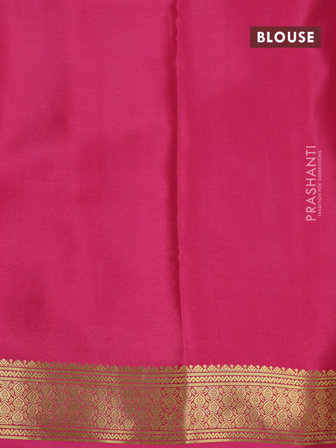 Pure mysore silk saree pink with allover zari checked pattern and zari woven border