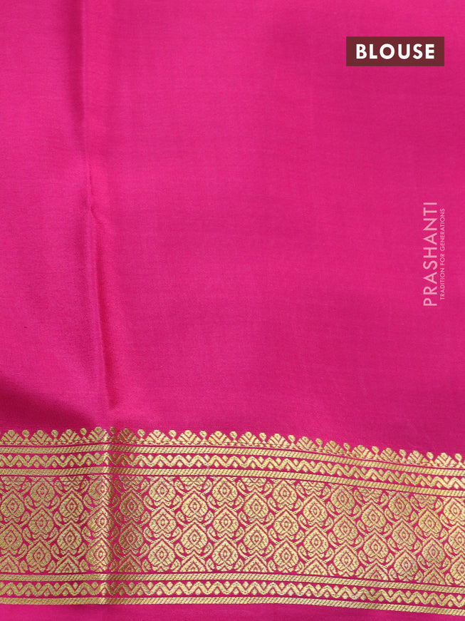 Pure mysore silk saree dark pink with allover zari checked pattern and zari woven border