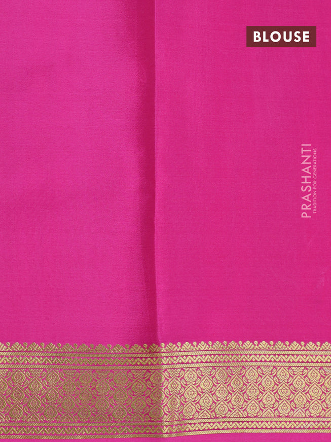 Pure mysore silk saree pink with allover zari checked pattern and zari woven border