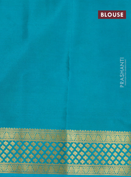 Pure mysore silk saree pink and teal green shade with zari woven buttas and zari woven border