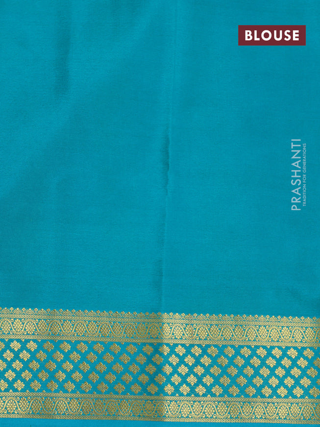 Pure mysore silk saree pink and teal green shade with zari woven buttas and zari woven border