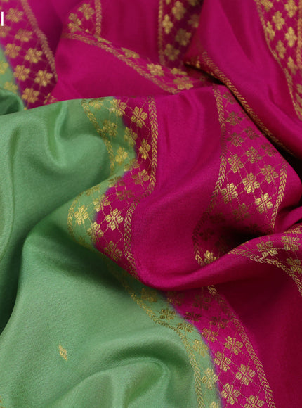 Pure mysore silk saree pastel green shade and pink with zari woven buttas and zari woven border