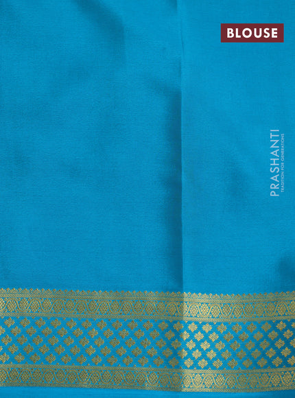 Pure mysore silk saree mild purple and teal blue with zari woven buttas and zari woven border