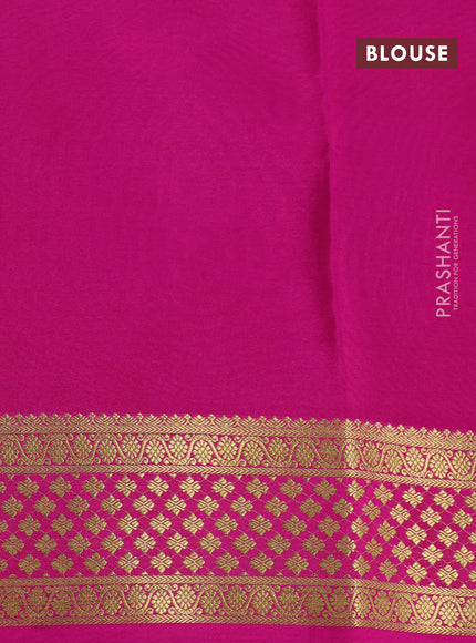 Pure mysore silk saree teal blue and pink with zari woven buttas and zari woven border