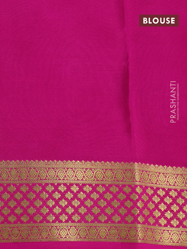 Pure mysore silk saree teal blue and pink with zari woven buttas and zari woven border