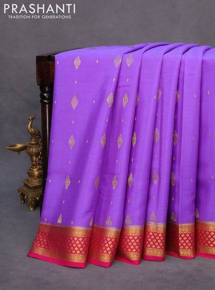 Pure mysore silk saree lavender shade and pink with zari woven buttas and zari woven border