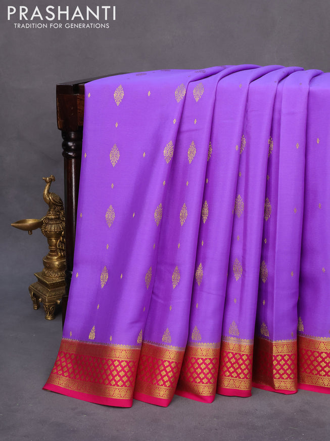 Pure mysore silk saree lavender shade and pink with zari woven buttas and zari woven border