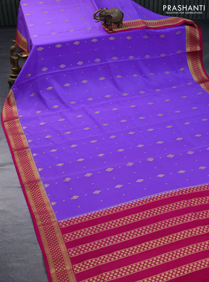 Pure mysore silk saree lavender shade and pink with zari woven buttas and zari woven border