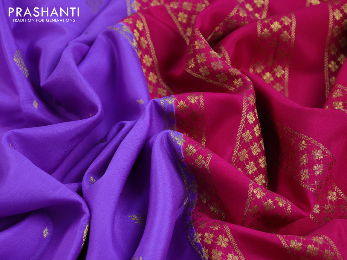 Pure mysore silk saree lavender shade and pink with zari woven buttas and zari woven border