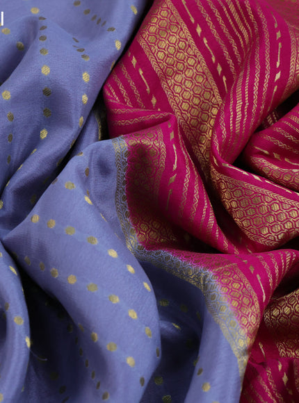 Pure mysore silk saree grey and pink with zari woven buttas and zari woven border