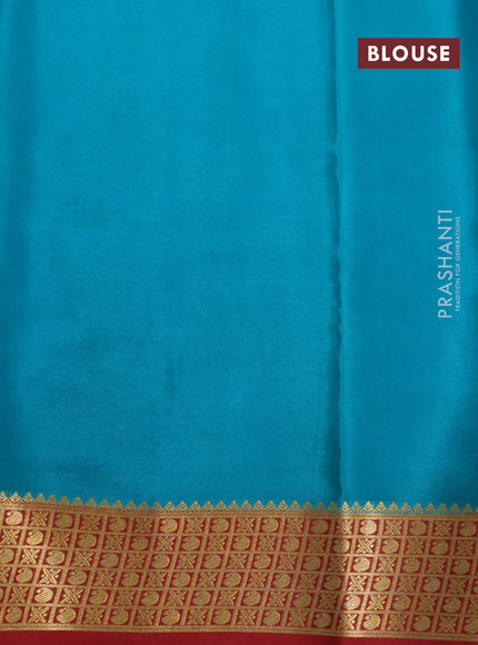 Pure mysore silk saree navy blue and teal green maroon with allover zari stripe pattern and zari woven border