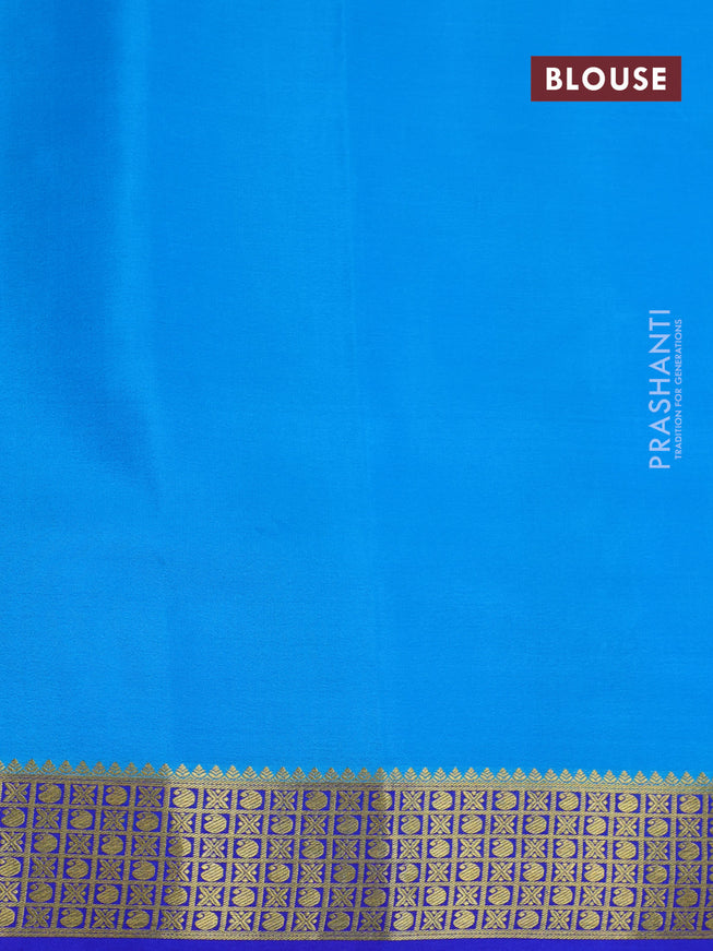 Pure mysore silk saree lavender shade and blue royal blue with allover zari stripe pattern and zari woven border