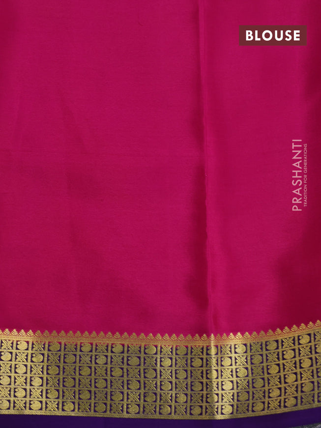 Pure mysore silk saree lavender shade and dark pink violet with allover zari stripe pattern and zari woven border