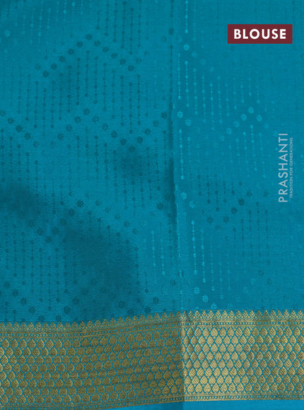 Pure mysore silk saree royal blue and teal blue with allover self emboss and zari woven border