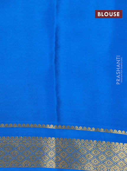 Pure mysore silk saree deep purple and cs blue with allover zari checked pattern and zari woven border