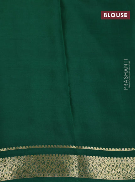 Pure mysore silk saree maroon and green with allover zari stripe pattern and zari woven border