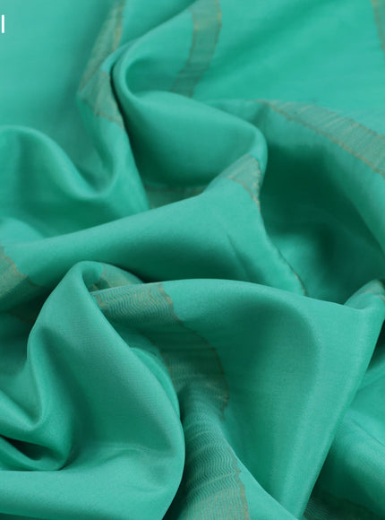 Pure mysore silk saree teal green shade with plain body and zari woven border