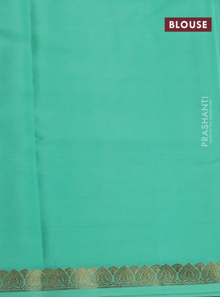 Pure mysore silk saree teal green shade with plain body and zari woven border