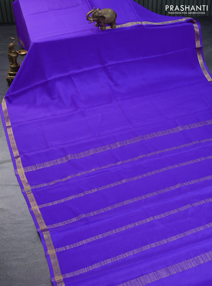 Pure mysore silk saree lavender shade with plain body and zari woven border