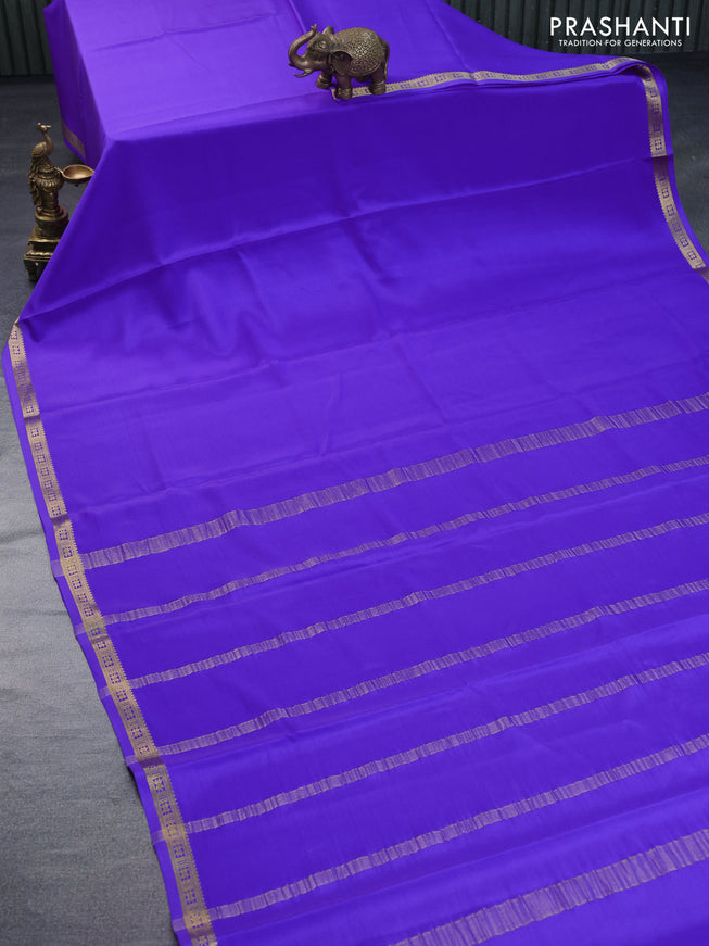 Pure mysore silk saree lavender shade with plain body and zari woven border