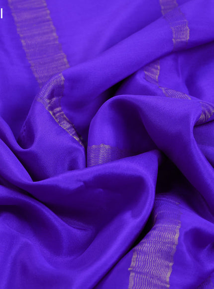 Pure mysore silk saree lavender shade with plain body and zari woven border