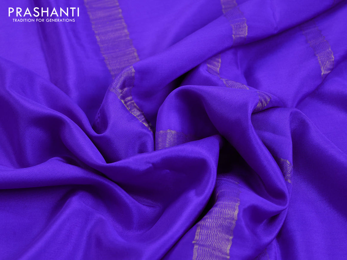 Pure mysore silk saree lavender shade with plain body and zari woven border